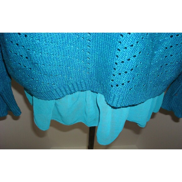 NWT New Womens L Prana Ellery Sweater Top Cotton Aqua Blue Layered LS Logo Soft - Picture 5 of 7